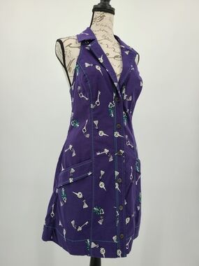 Anthropologie's Maeve Mini Halter Dress with Key And Bow Print Size Large